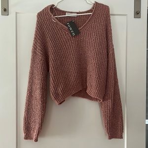 solid v neck sweater